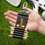 Personalized Golf Swing Pattern PU Leather Golf Tee Holder Bag Tag with Name and 5 Pcs Bamboo Tees Game Day Birthday Gift for Golf Lovers 3