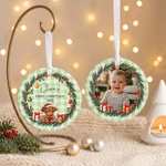 Personalised Highland Cow Baby Photo Ceramic Ornament with Name Family Gathering First Christmas Gift for Newborn