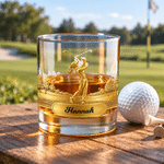 Personalised Funny Female Golfer Swing 10 oz Whisky Glass with Name Golf Club Birthday Gift for Women Golfers 2