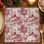 Personalised Retro Style Christmas Theme 100% Cotton Napkin with Name Table Decor Christmas Gift for Family Friend