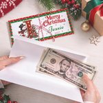Personalized Christmas Elements Initial Money Holder Card Wallet with Name Year and Envelope Christmas Party Gift for Family Kids