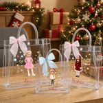 Personalized Snowflake 3D-Effect Artwork Cartoon Character Photo Transparent Bag with Name Christmas Party Gift for Kids Children 3