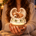 Personalized Angel Wings Pet Photo Acrylic LED Night Light with Wooden Base and Name Home Decor Memorial Gift for Pet Owners Lovers