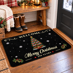 Felpudo de bienvenida personalizado «250 años» con árbol de Navidad en rojo, blanco y azul, con nombre y texto. Decoración para el hogar. Regalo de Navidad para la familia. 5