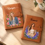 Personalised Muticolor Character Portrait Birth Flower Notebook with Name Birthday Mother's Day Gifts for Readers Women