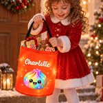 Personalised Multicolour Cute Christmas Glittering Dumpling LED Light Bucket Bag with Name Christmas Party Gift for Kids