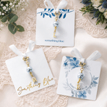 Personalised Bling Something Blue Pearl Bouquet Charm with Initial and Card Wedding Bridal Shower Bridesmaid Proposal Gift for Bridesmaid Bride