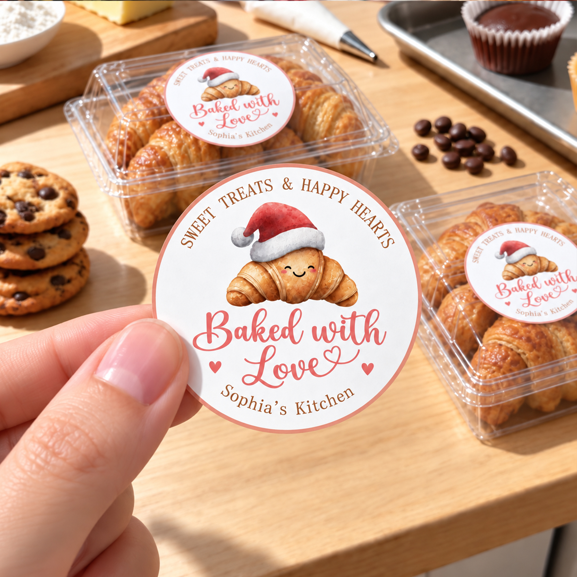 Individuell gestaltete, niedliche, wasserfeste Aufkleber mit Backmotiven, Titel und Text – Geschenkdekoration und Weihnachts-Partygeschenke für Brotback-Liebhaber