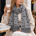 Personalized Star Paw Print Word Cloud Warm Soft Tassel Scarf with Initial and Name Daily Wear Anniversary Gift for Family Friends