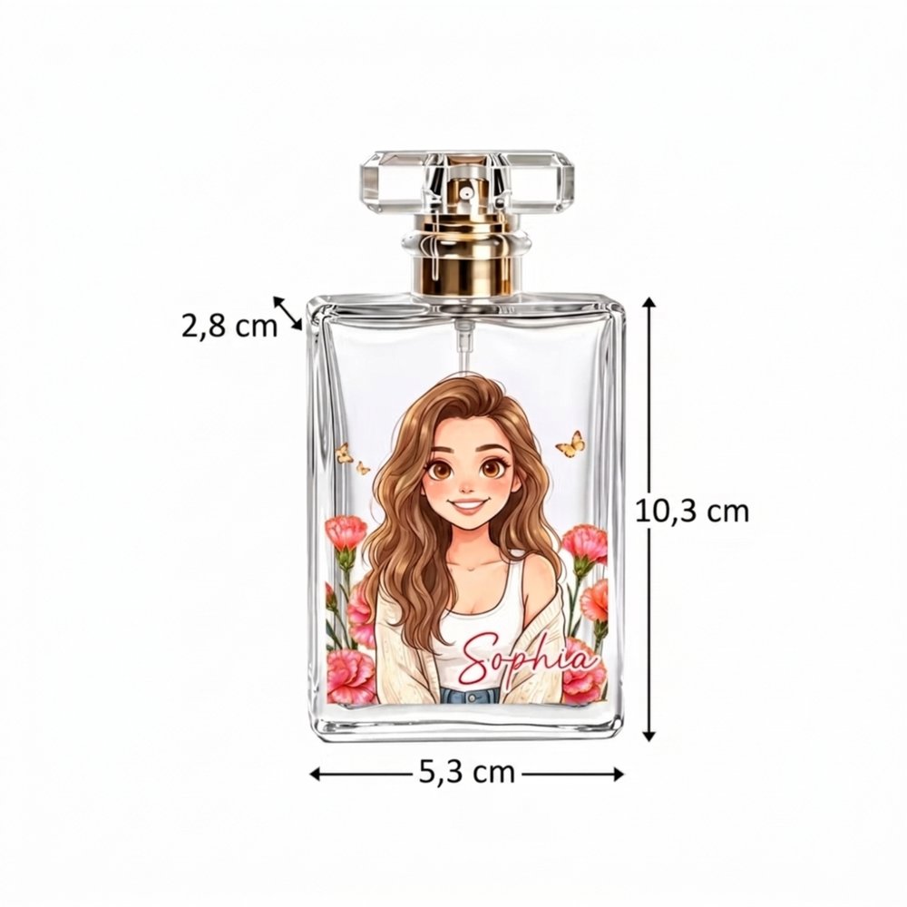 Personalisierter Parfumflakon 50 ml mit 3D-Fotoporträt | mit Namen & Geburtsblumen | Geburtstagsgeschenk für Brautjungfern Frauen & Freundinnen 7
