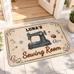 Alfombrilla antideslizante personalizada con motivo de costura y texto: decoración para el hogar, regalo de cumpleaños o de inauguración de casa para familiares y amigos