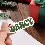 Pegatinas personalizadas de gorros navideños, letras brillantes y copos de nieve con nombre: decoración para regalos, regalo de Navidad para niños y familia