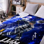 Personalized Graffiti Oil Painting Style Photo Soft Throw Blanket with Name Ice Hockey Club Birthday Gift for Ice Hockey Player Lover