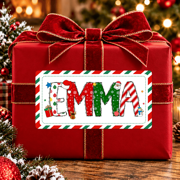 Personalised Cute Christmas Letter Waterproof Stickers with Name Gift Decor Christmas Gift for Kids Friends