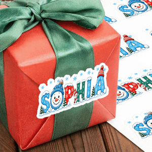 Personalized Snowman Snowflake Self-Adhesive Sticking Sticker Sheets Christmas Labels with Name Party Christmas Gift for Kids