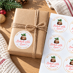 Personalized Cute Baking Pattern Waterproof Stickers Labels with Title and Text Gift Decor Christmas Party Favors for Baking Bread Lover
