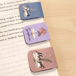 Personalised Vintage Birth Flower Book Magnetic PU Leather Bookmark Clip with Name Birthday Book Club Gift for Book Lovers Bookworms 2
