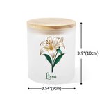 Portavelas personalizado con perlas, la flor del mes de nacimiento, vela LED y nombre: decoración de mesa, regalo de cumpleaños o Navidad para amigos y familiares