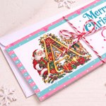Personalized Christmas Elements Initial Money Holder Card Wallet with Name Year and Envelope Christmas Party Gift for Family Kids