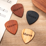 Personalised Guitar Pattern Wooden Guitar Pick and Magnetic Storage Case with Engraved Name Music Accessories Birthday Gift for Guitar Player