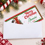 Personalized Christmas Elements Initial Money Holder Card Wallet with Name Year and Envelope Christmas Party Gift for Family Kids