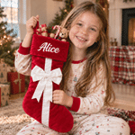 Personalised Embroidered Name Bow Christmas Stocking Holiday Tree Fireplace Decor Christmas Gift for Family