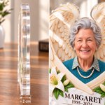 Placa de acrílico transparente personalizada con una foto de familiares y alas de ángel, con nombre, como regalo de condolencia por la pérdida de un padre, una madre o un familiar