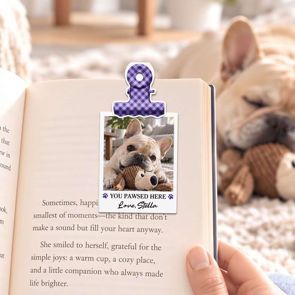 Personalised Pet Photo Paw Design Magnetic Bookmark Clip with Title and Text Birthday Book Club Gift for Bookworms Pet Lovers 3