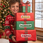 Pegatinas personalizadas de gorros navideños, letras brillantes y copos de nieve con nombre: decoración para regalos, regalo de Navidad para niños y familia