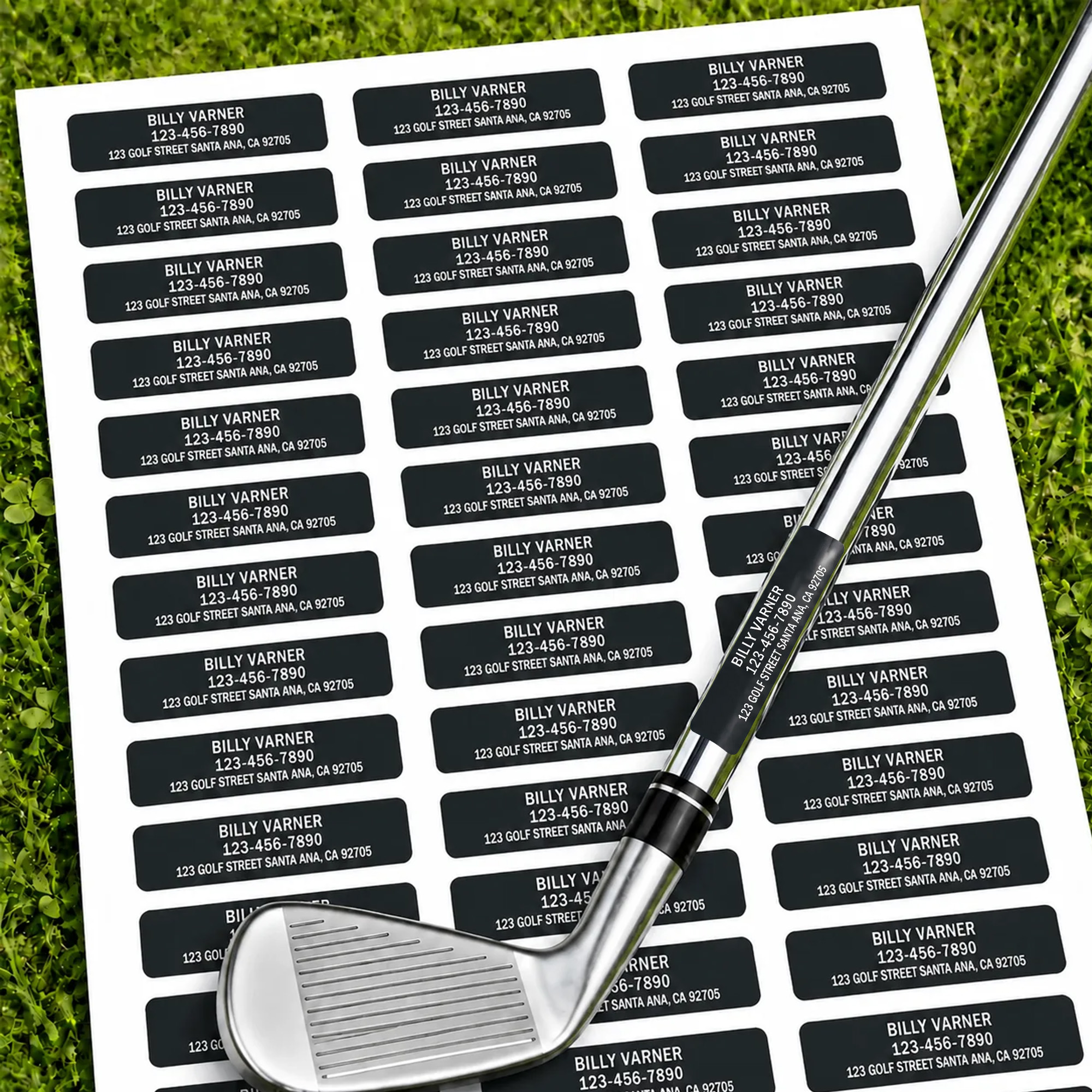 Personalisierte, mehrfarbige, minimalistische Aufkleber zur Kennzeichnung von Golfschlägern mit Informationen gegen Verlust, mit Text – als Geburtstags-, Spieltags- oder Weihnachtsgeschenk für Golfbegeisterte