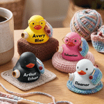 Personalised 3D Printed Cute Knitting Duck Figurine with Name Desk Decor Birthday Gift for Mothers Grandmas