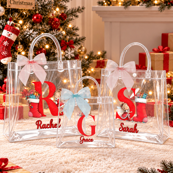 Sacchetto regalo trasparente personalizzato con iniziale e nome 