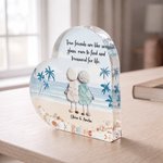 Personalized 3D-Effect Artwork Sea Glass Inspired Beach Heart-Shaped Acrylic Plaque with Text Birthday Friendship Gift for Sisters Friends Bestie 3