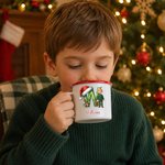 Personlig emaljmugg med 3D-effekt, jultomtemössa, barnets initialer och foto, 12 oz – vardagsmugg och julklapp till barn 6