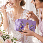 1. Personalized Birth Flower Portrait Photo PU Leather Makeup Bag with Name Daily Use Birthday Gift for Girls Women