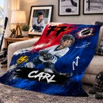 Personalized Graffiti Oil Painting Style Photo Soft Throw Blanket with Name Ice Hockey Club Birthday Gift for Ice Hockey Player Lover