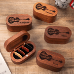 Personalised Guitar Pattern Wooden Guitar Pick and Magnetic Storage Case with Engraved Name Music Accessories Birthday Gift for Guitar Player