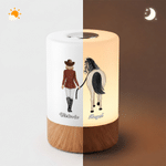 Lampada da notte ricaricabile con tema equestre personalizzato, regolazione dell'intensità luminosa tramite comando touch, con nome: decorazione per la camera da letto, regalo di compleanno per gli appassionati di cavalli