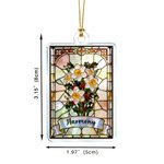 Personalized Vintage Stained Glass Style Birth Flower Acrylic Ornament with Name Tree Decor Christmas Gift for Kids Family Friends 6