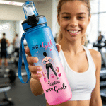 Personalized Fitness Girl Graphic Motivational Quote BPA-Free 32 oz Water Bottle with Flip-Top Lid and Time Markers Birthday Gift for Fitness Women 3