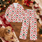 Conjunto de pijama personalizado con retrato de mascota y bastón de caramelo de Papá Noel, con foto incluida: regalo de Navidad para mujeres que tienen mascotas 7