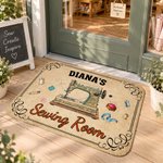 Alfombrilla antideslizante personalizada con motivo de costura y texto: decoración para el hogar, regalo de cumpleaños o de inauguración de casa para familiares y amigos