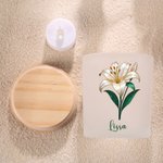 Portavelas personalizado con perlas, la flor del mes de nacimiento, vela LED y nombre: decoración de mesa, regalo de cumpleaños o Navidad para amigos y familiares
