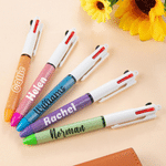 Personalised Multicolour 3 in 1 Glitter Ballpoint Pen with Name Daily Use Appreciation Birthday Gift for Nurses Teachers Students