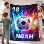 Personalised Sports Pattern Warm Cosy Softs Throw Blanket with Name Bedroom Decor Travel Use Birthday Christmas Gift for Sports Lovers Kids 4