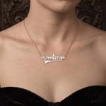 Personalized Witch Hat Magic Broom Gothic Sterling Silver Necklace with Name Halloween Gift for Teen Girls Women