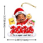 Décoration de Noël en acrylique personnalisée avec effet 3D, représentant un personnage de dessin animé, avec photo, nom, année et texte. Décoration pour sapin de Noël, cadeau de Noël pour la famille et les amis