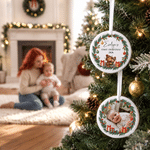 Personalised Highland Cow Baby Photo Ceramic Ornament with Name Family Gathering First Christmas Gift for Newborn