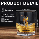 Personalised Funny Female Golfer Swing 10 oz Whisky Glass with Name Golf Club Birthday Gift for Women Golfers 7