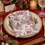 Personalised Retro Style Christmas Theme 100% Cotton Napkin with Name Table Decor Christmas Gift for Family Friend
